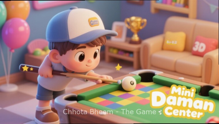 Chhota Bheem - The Game main screen showing Bheem and friends in Dholakpur